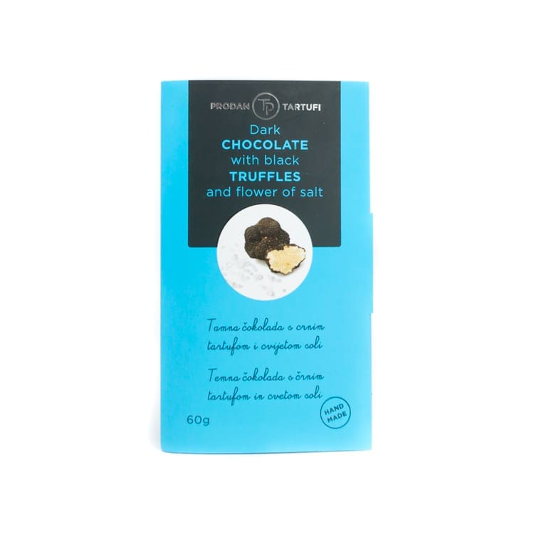 Tafel schwarze Schokolade mit schwarzen Trüffeln & Salz - Tuber Aestivum – Bild 1