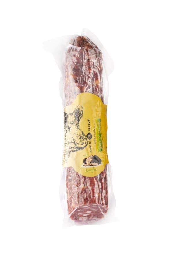 Trüffelsalami Wildschwein | Salami aus Wildschwein mit schwarzem Sommertrüffel ca. 350g – Bild 1